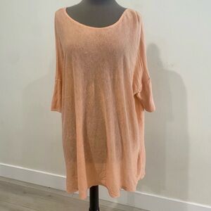 BETSEY JOHNSON OVERSIZED PEACH METALLIC SPECK SHORT SLEEVE KNIT TOP ONE SIZE